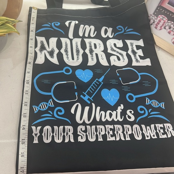Nurse tote bag “I’m a nurse what’s your superpower” healthcare work bag tote bag - Picture 4 of 5